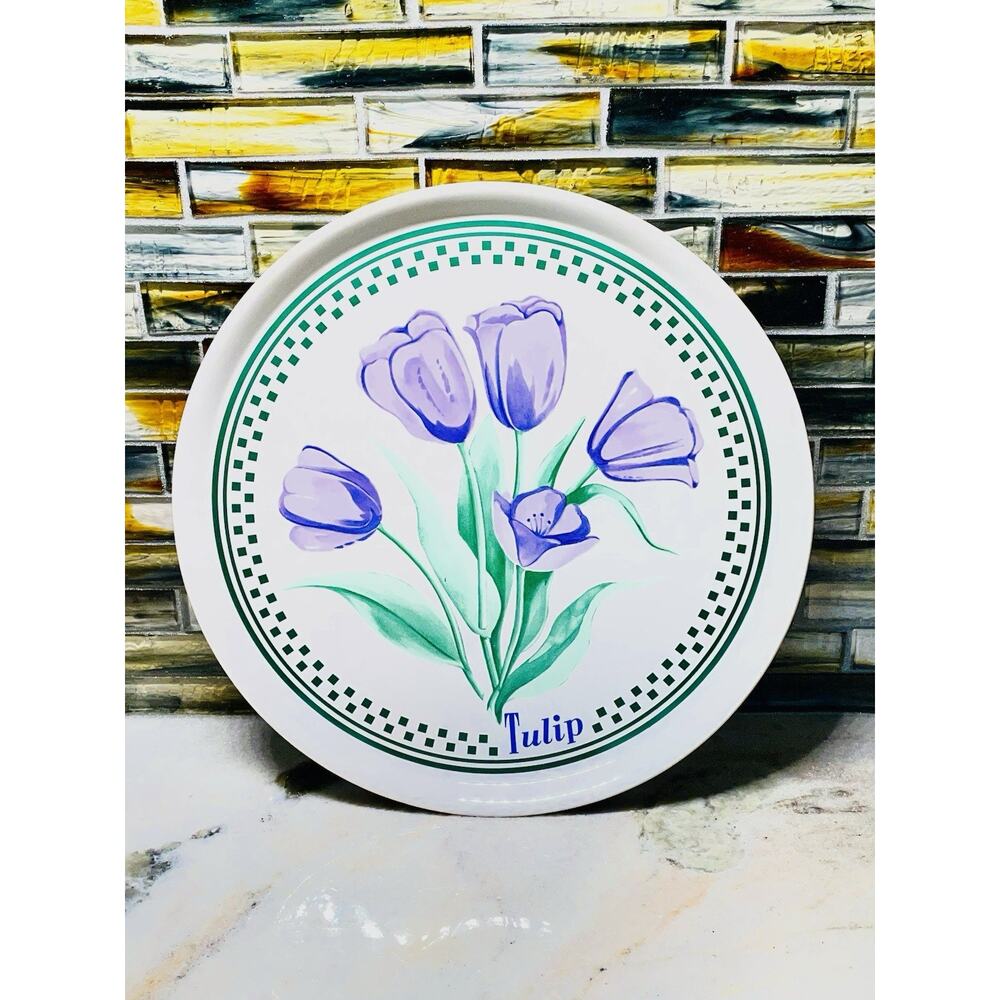 SHI Japan Cake Plate Purple Tulips Riviera Van Beers Design Platter